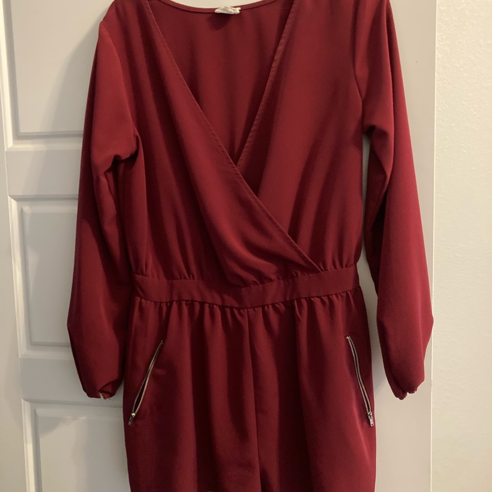 EUC Burgundy long sleeve Romper